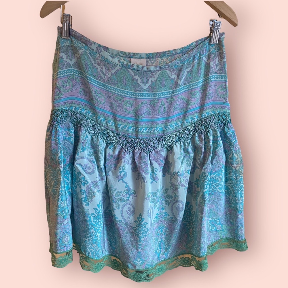 Plenty by Tracy Reese Blue Silk Paisley Skirt, Sz 8